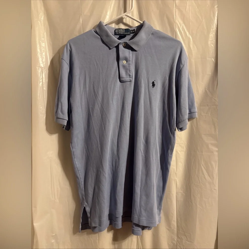 Vtg Polo‎ By Ralph Lauren Men's Size Med Light Blue Polo Cotton Preppy Collared